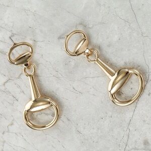 Snaffle Bit Horsebit Gold Drop Earrings - BRAND NEW